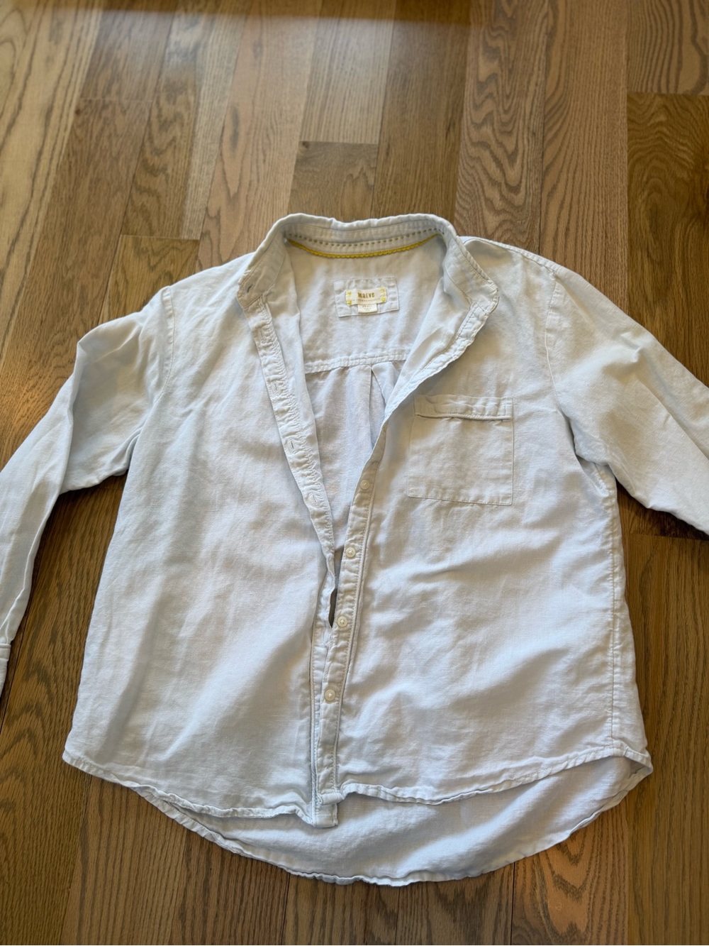Maeve Pale Blue Linen Long-Sleeve Button-Down Shirt
